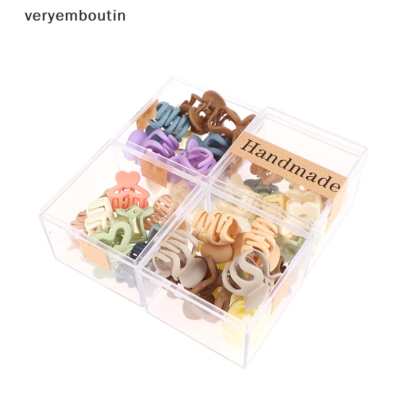 Set 10 Kẹp Tóc Càng Cua Mini 3cm Bằng Nhựa Nhám Họa Tiết Hình Học Cho Nữ