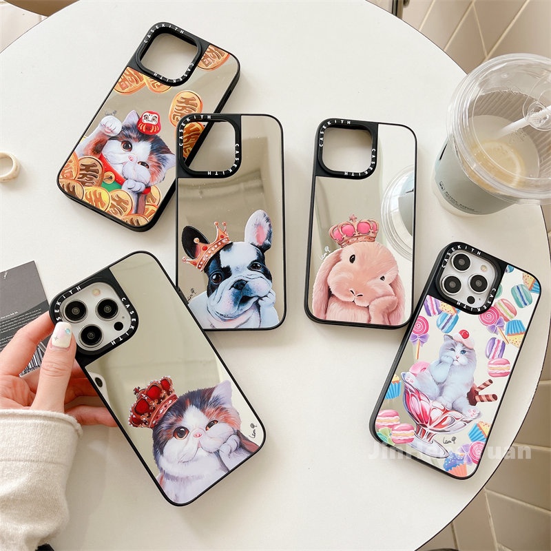 Ốp Điện Thoại Mặt Gương In Chữ Và Hình Mèo Cho IPhone 14 13 12 Pro Max 11 14Plus