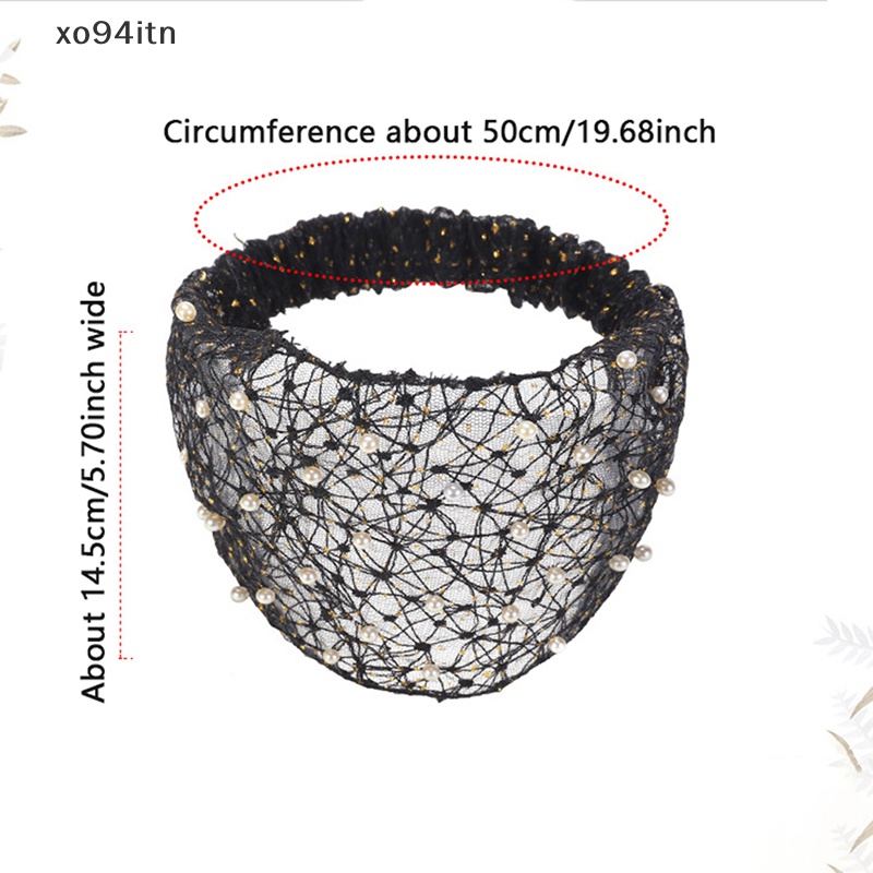 Băng Đô Cài Tóc Phối Lưới Thoáng Khí Đính Ngọc Trai Thời Trang