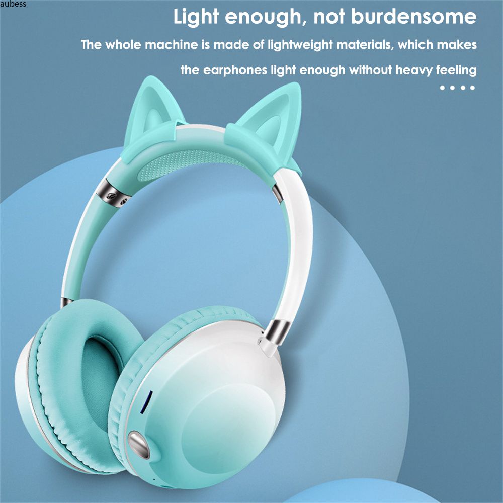 Tai Nghe Chụp Đầu Chuyển Màu Tai Mèo Có Thể Tháo Rời Ready Akz-k62 Tai Nghe V5.3 Tương Thích Bluetooth Không Dây Hỗ Trợ Chức Năng Tf & Fm & Flighligt
