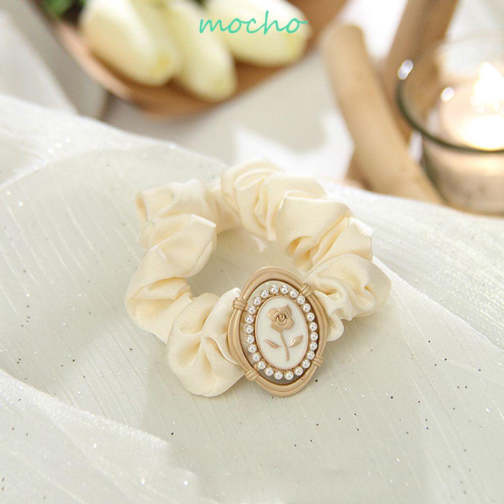 Dây Buộc Tóc Vải Satin Họa Tiết Hoa Phong Cách Retro Thanh Lịch Cho Nữ