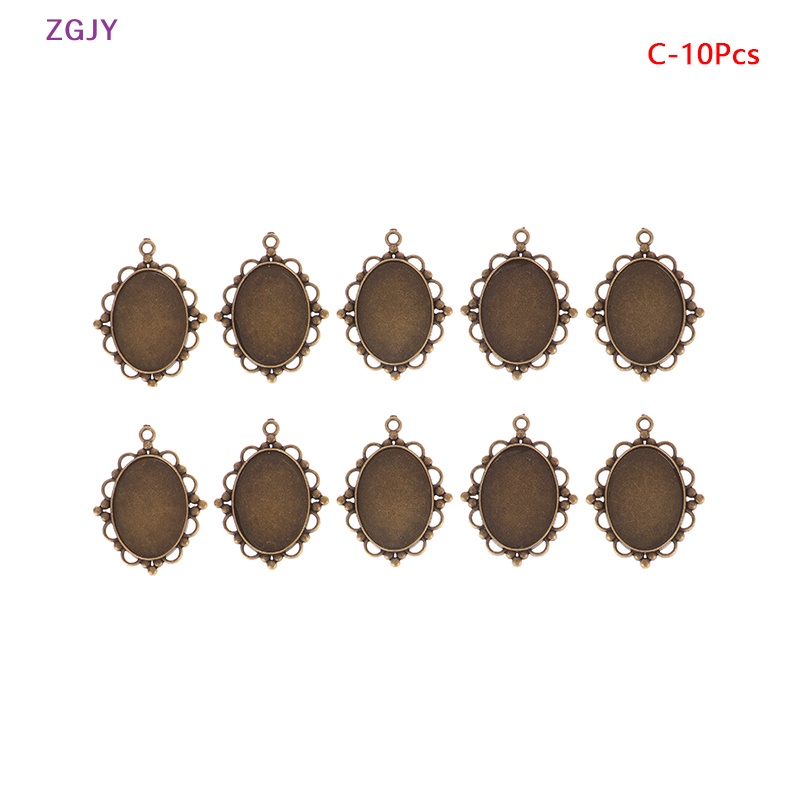 Set 10 Mặt Dây Chuyền Hình Oval 18 * 25MM Phong Cách Cổ Điển Mới