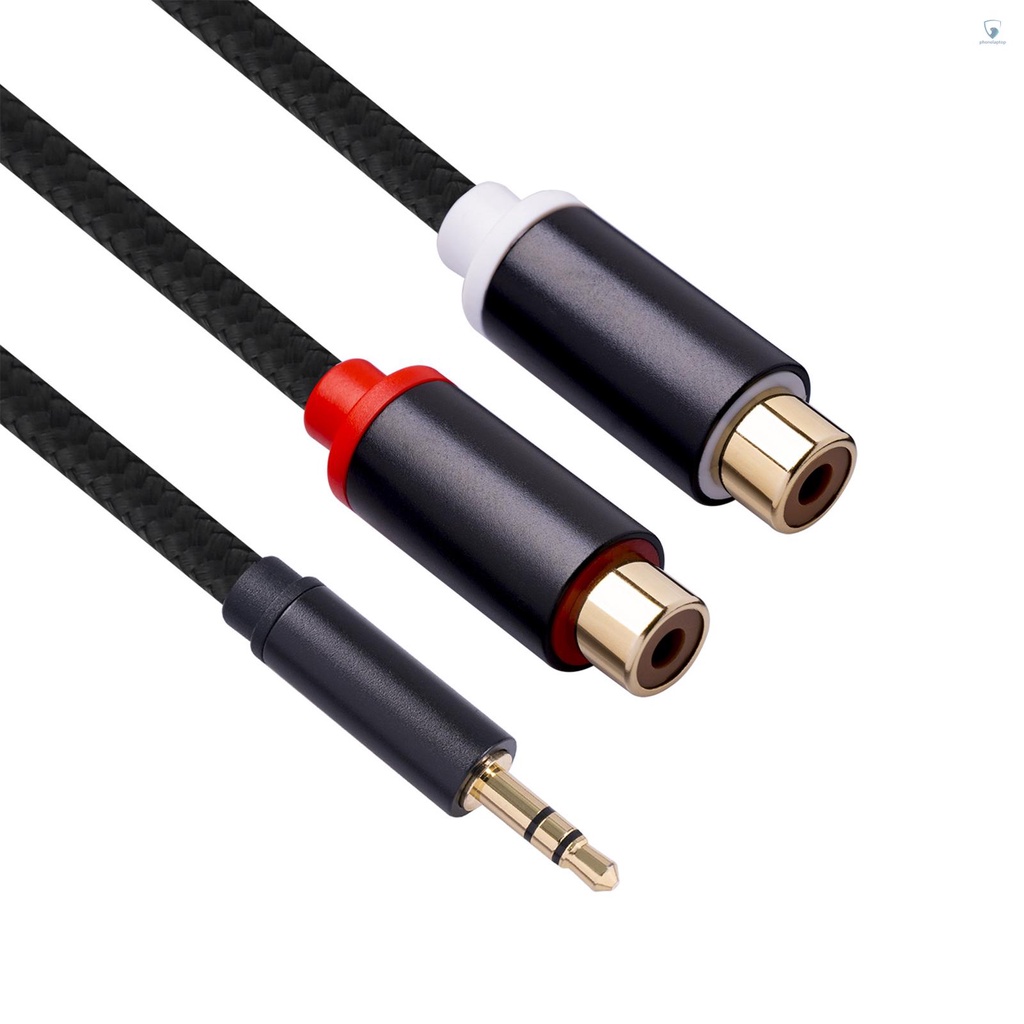 Cáp Chuyển Đổi Âm Thanh Từ Giắc Cắm 3.5mm Sang Hai Cổng RCA 1 / 8 Inch Sang Hai Cổng RCA Mạ Vàng Dài 1Ft Chuyên Dụng Cho Điện Thoại / PC / TV / Máy Nghe Nhạc MP3