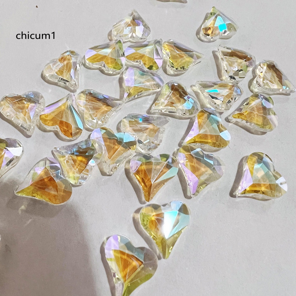 Set 20 Phụ Kiện Trang Trí Móng Tay Hình Trái Tim Lấp Lánh Thời Trang Dành Cho Nữ