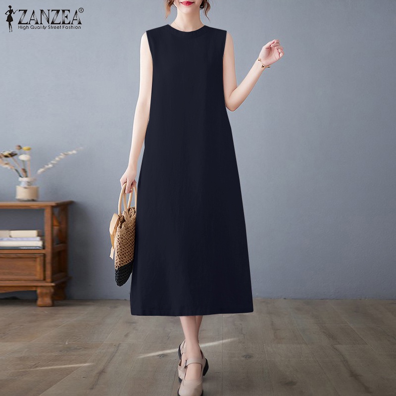 Đầm Dài Không Tay Cổ Tròn Thời Trang Cho Nữ