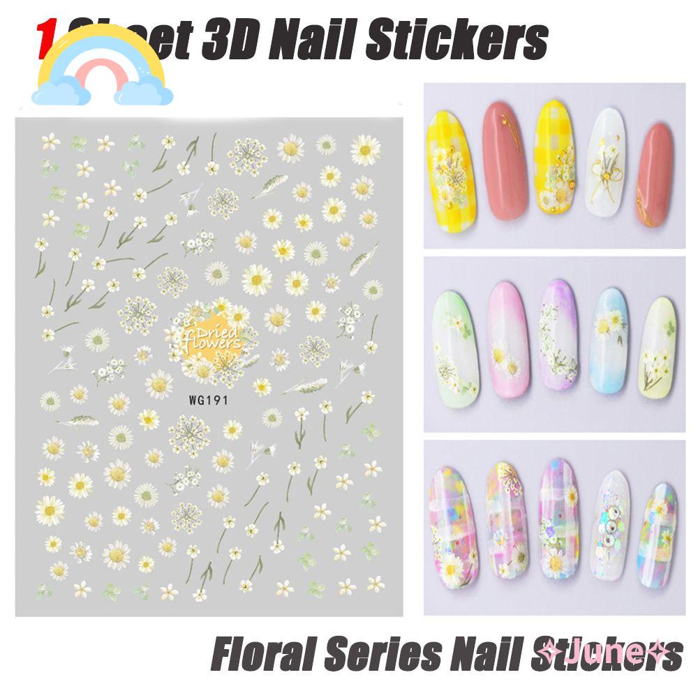 [Hàng mới về] Nhãn dán trang trí móng tay họa tiết hoa cúc 3D nhiều kiểu xinh xắn thời trang dành cho nữ