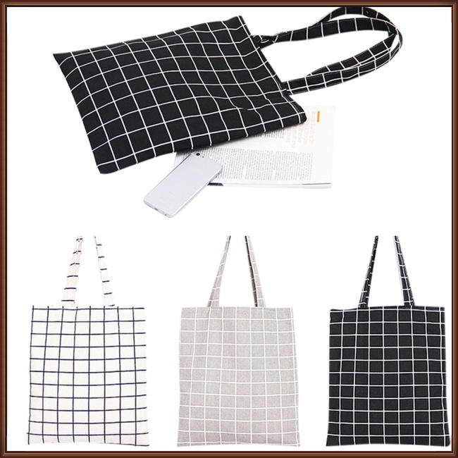 Túi Xách Vải Cotton Lanh Thân Thiện Với Môi Trường Họa Tiết Kẻ Sọc Thời Trang Cho Nữ