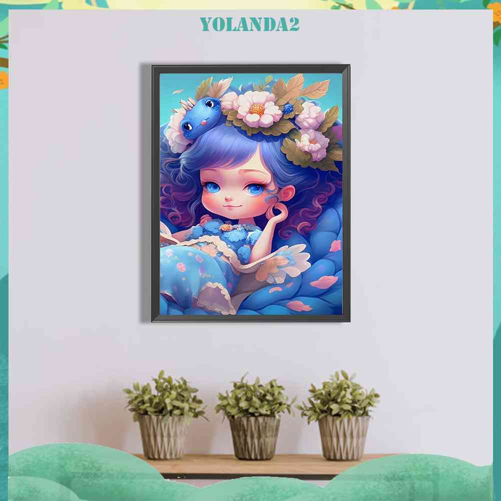 Bộ Tranh Đính Đá 5D Họa Tiết Hoạt Hình Cô Gái Độc Đáo DIY Dùng Trang Trí Nhà Cửa