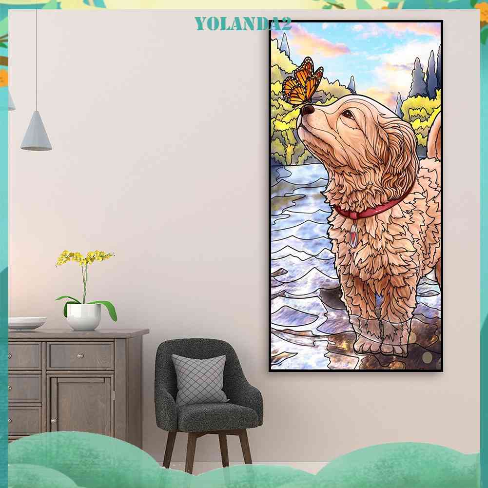 Tranh Đính Đá Kim Cương Toàn Bộ 5D DIY Hình Chú Cún Chơi Trong Nước