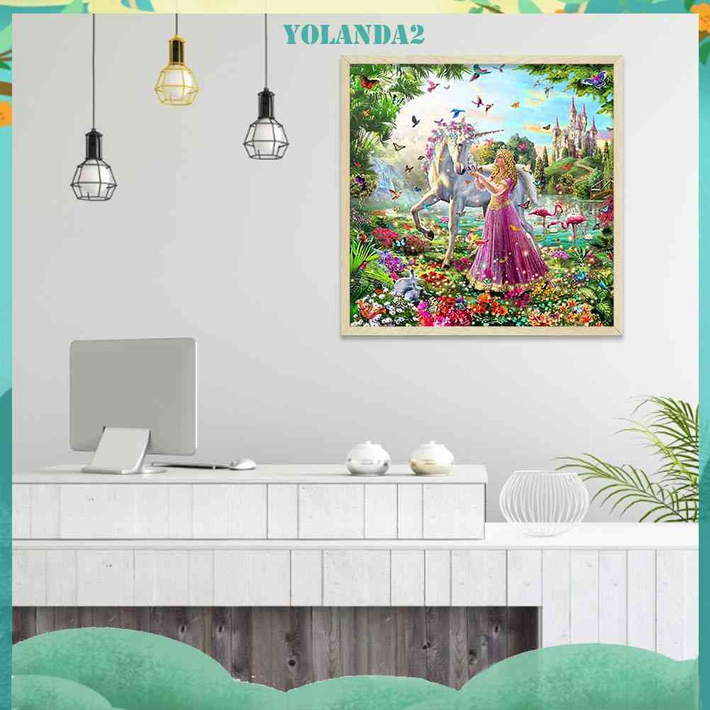 Tranh Đính Đá Kim Cương Toàn Bộ 5D DIY Hình Vẽ Công Chúa Kỳ Lân