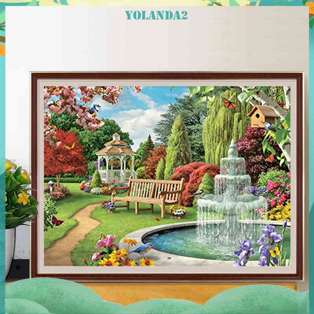Tranh Đính Đá Kim Cương Toàn Bộ 5D DIY Hình Khu Vườn