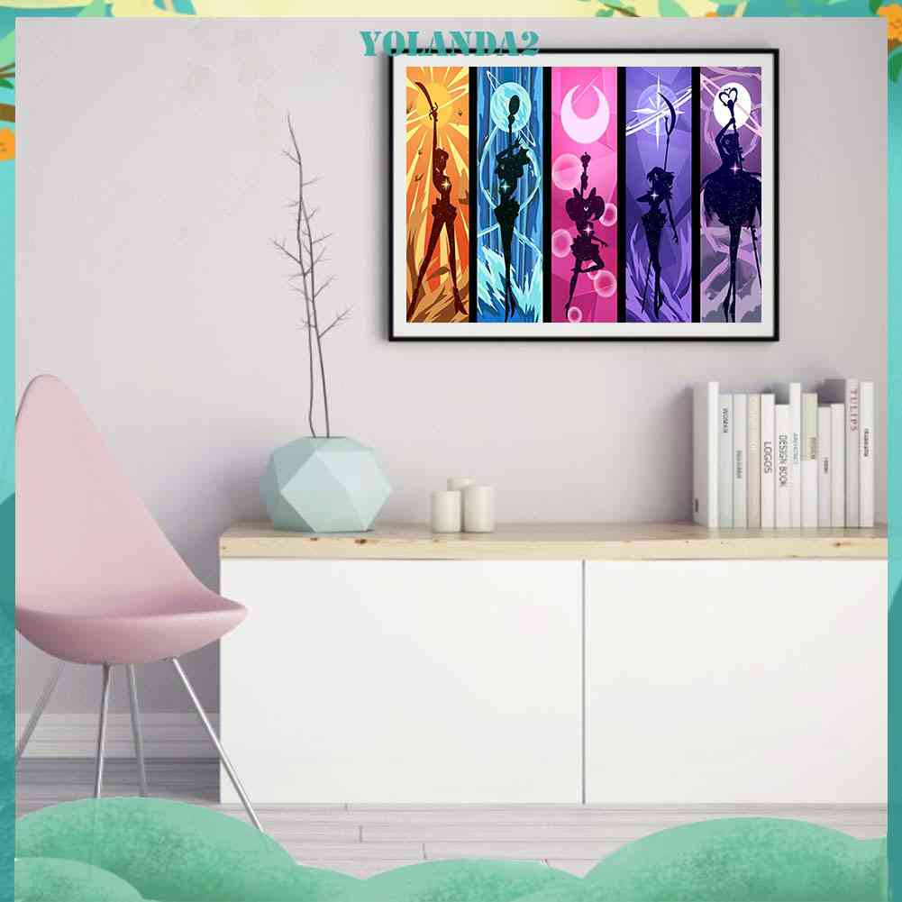 Tranh Đính Đá Kim Cương Toàn Bộ 5D DIY Hình Vẽ Thủy Thủ Mặt Trăng Dùng Trang Trí Nhà