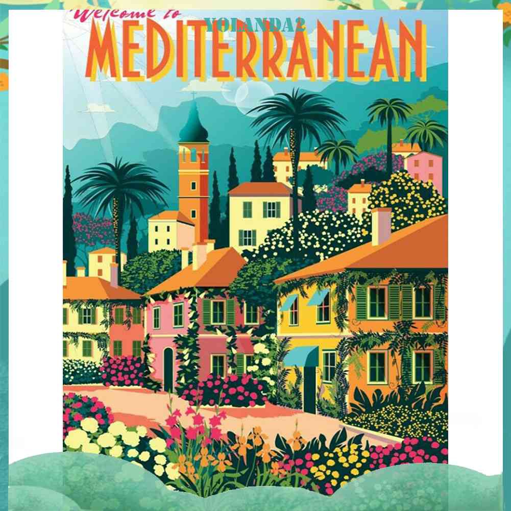 Tranh Đính Đá Kim Cương Toàn Bộ 5D DIY Hình Vẽ Địa Trung Hải