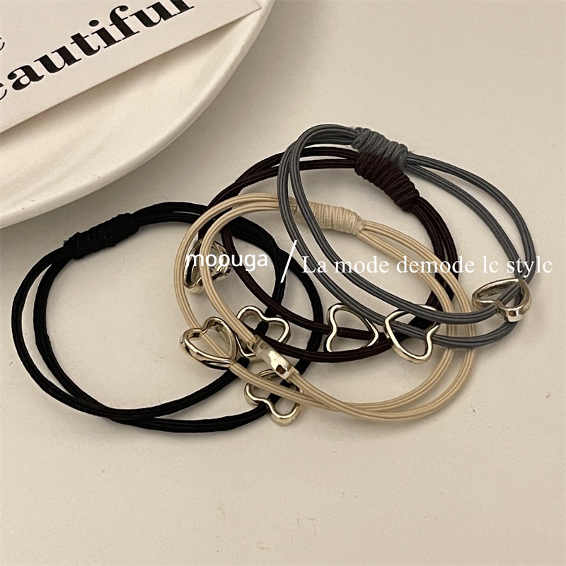 Dây Buộc Tóc Cao Su Co Giãn Họa Tiết Trái Tim Xinh Xắn