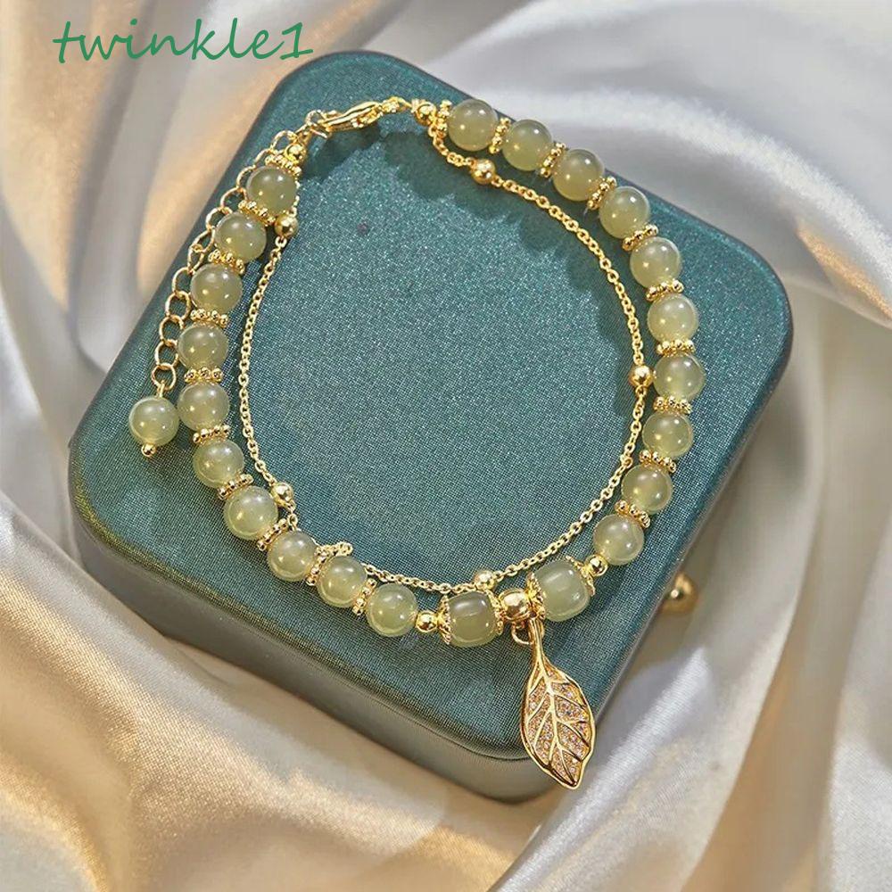 Vòng Tay Hai Lớp Xỏ Hạt Duyên Dáng Bằng Hợp Kim Phong Cách Hàn Quốc Thời Trang