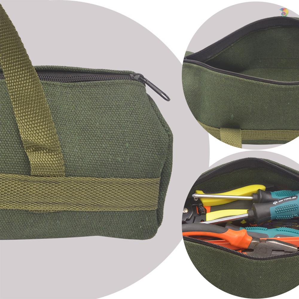 Túi Canvas Đựng Dụng Cụ Đa Năng Có Khóa Kéo Miệng Rộng Tiện Dụng