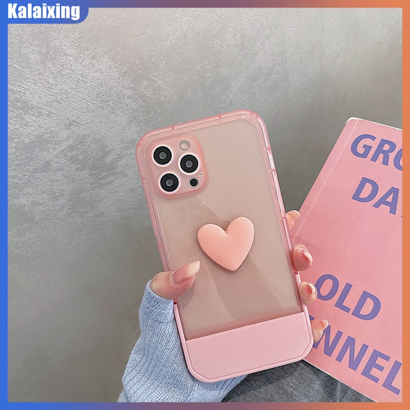 Ốp Điện Thoại Cứng Trong Suốt Có Giá Đỡ Hình Trái Tim Cho iPhone 14 Pro Max 13 Pro Max 7Plus 8Plus