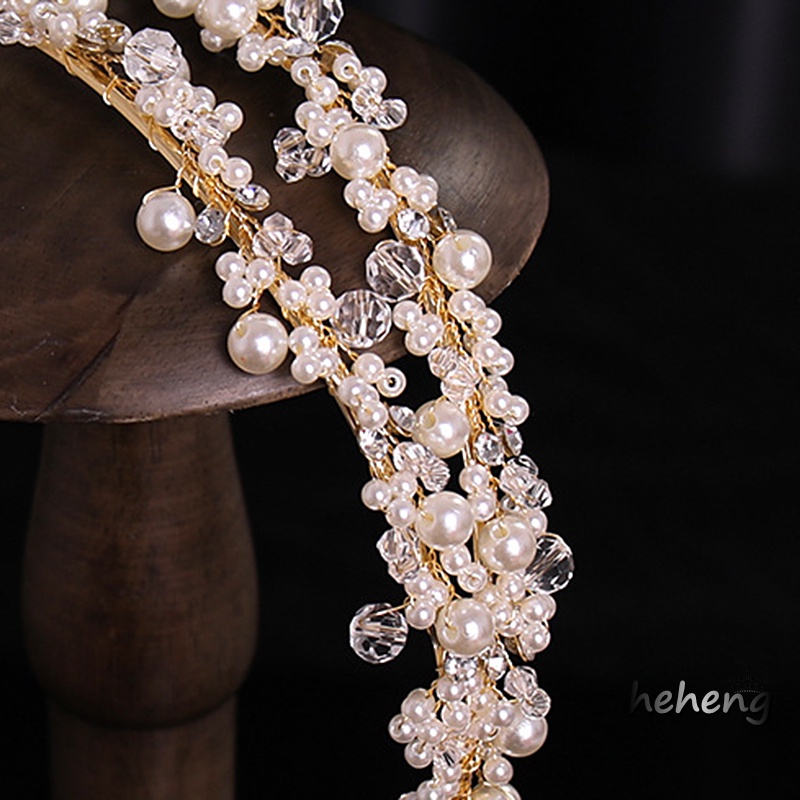 Vương Miện Cài Tóc Đính Hạt Giả Ngọc Trai