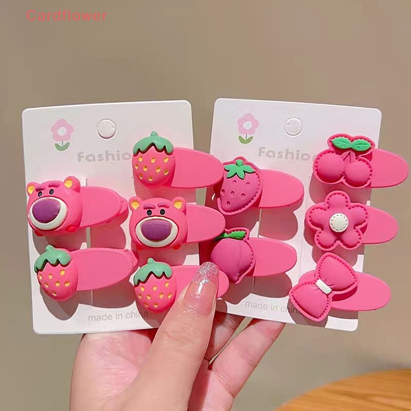 Bộ 5 Kẹp Tóc Hình Gấu / Dâu Tây Dễ Thương Cho Bé Gái