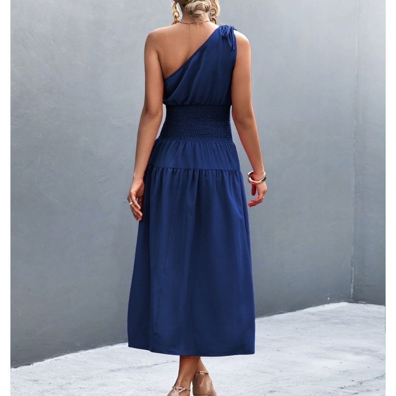 Xiangbao Đầm Không Tay Thắt Nút Sau Vai Phong Cách Boho-Maxi Mùa Hè Giản Dị Dành Cho Nữ