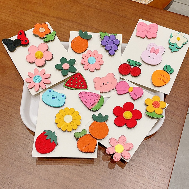 Miếng dán tóc mái ngang họa Set 5 Kẹp Tóc Hình Hoạt Hình Xinh Xắn Cho Bé Gái