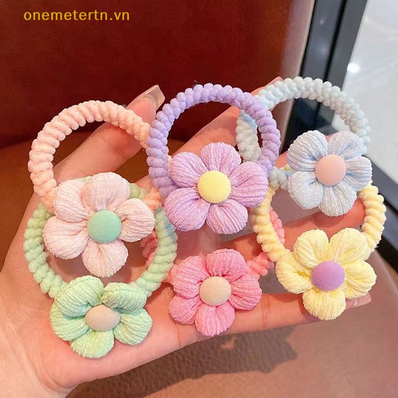 Dây Cột Tóc Cao Su Co Giãn Đính Hoa Lớn 6cm Màu Nhạt Thời Trang Dễ Thương Dành Cho Bạn Gái / Bé Gái