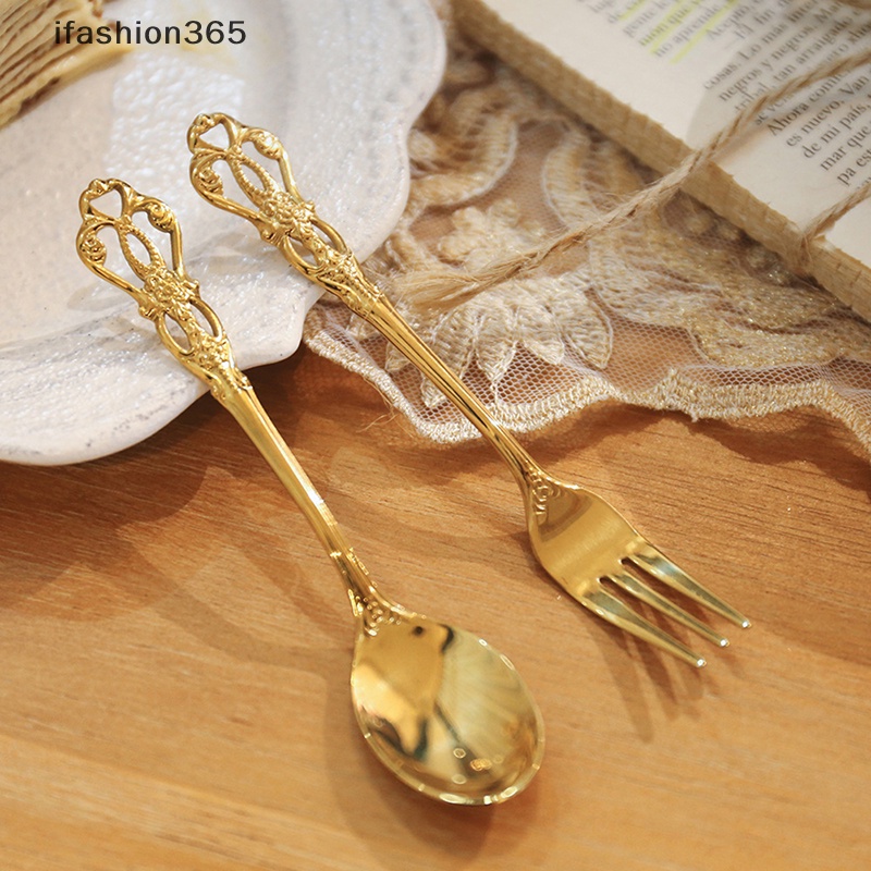 Bộ Muỗng Nĩa Bằng Thép Không Gỉ Phong Cách Vintage Thời Trang ifashion365