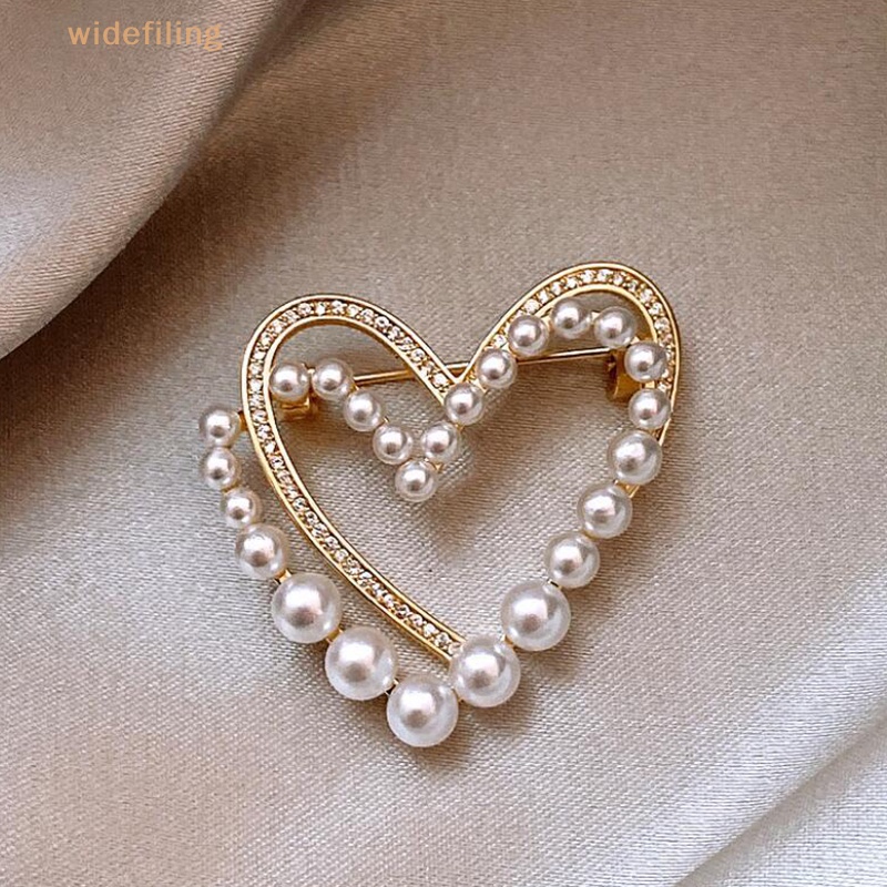 Trâm Cài Áo Hình Trái Tim Pha Lê Đính Ngọc Trai Cổ Điển