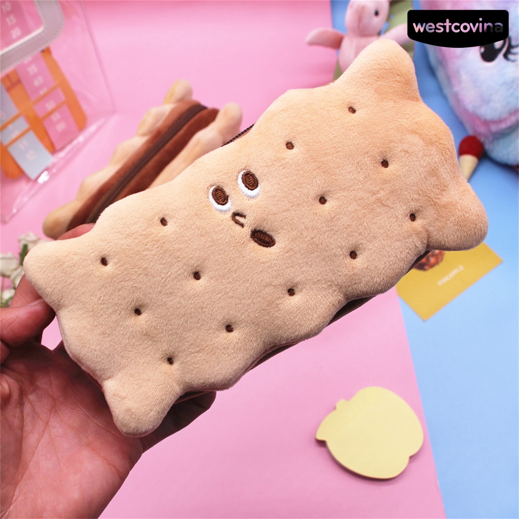 [COD]♪Túi Đựng Bút Hình Bánh Sandwich Bằng Nhung Có Khóa Kéo Siêu Mạnh