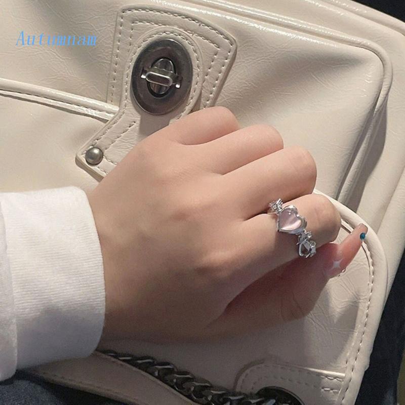 Nhẫn Hở Hình Trái Tim Đính Đá Thời Trang