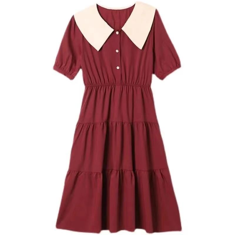 Đầm Dài Cổ Búp Bê Tay Ngắn Phong Cách Thời Trang Pháp Thời Trang Mùa Hè 2023