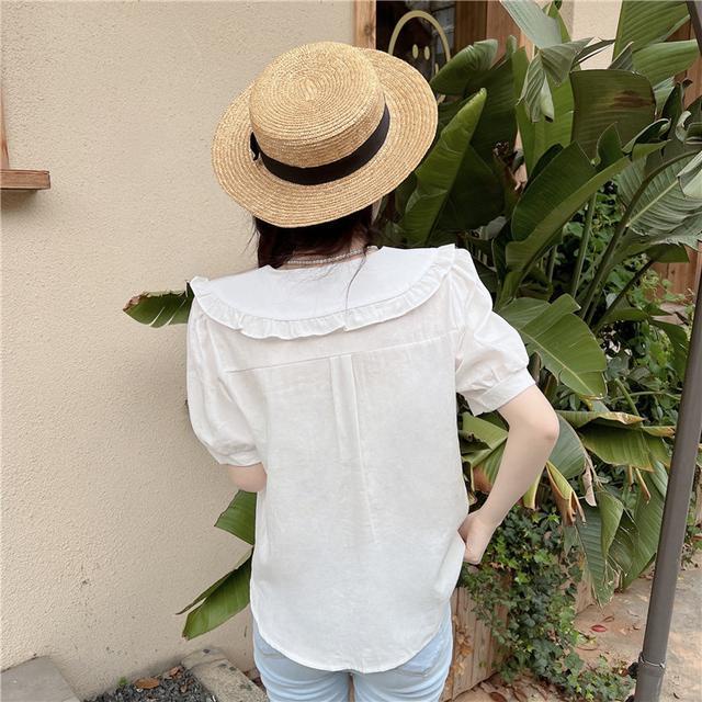 Áo Sơ Mi Ngắn Tay Cổ Chữ U Thêu Họa Tiết Thời Trang Mùa Hè Mới Cho Nữ