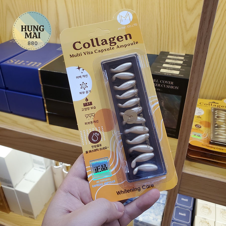 Vỉ 12 viên Collagen tươi JM Collagen Multi Vita Capsule Ampoule dưỡng trắng căng bóng da