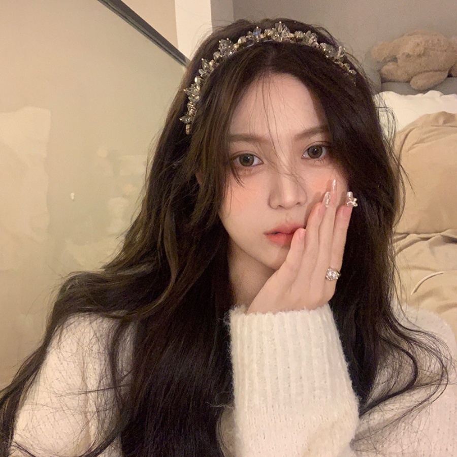 Băng Đô Cài Tóc Hợp Kim Đính Đá Pha Lê Phong Cách Hàn Quốc