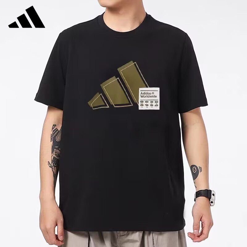 Áo Thun Tay Ngắn Cổ Tròn Chất Liệu 100% Cotton In Logo Adidas Thời Trang Cho Cặp Đôi