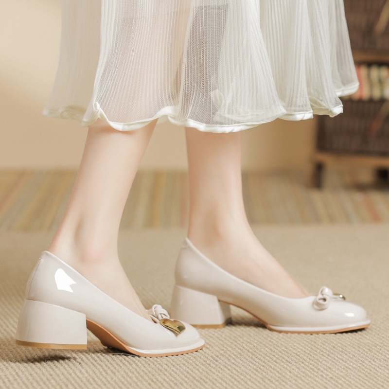 Giày Cao Gót Đính Nơ Phong Cách Nhật Bản Cho Nữ