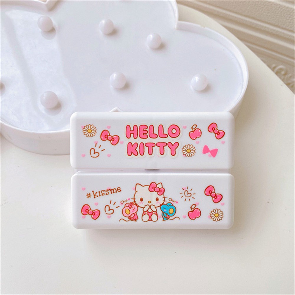 Sanrio Hộp Thuốc Nhỏ Kuromi My Melody Cinnamoroll Hello Kitty Hộp Đựng Đóng Gói Phụ Nam Châm 7 Ô Mini Cho Tuần Lễ Công Tác Đóng Gói Phụ