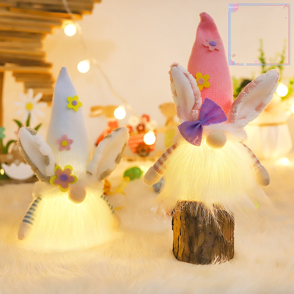 [DDJ] Búp Bê Không Mặt Thiết Kế Tai Thỏ Trắng Hoạt Hình Không Phai Màu Phát Sáng Trong Đêm Lễ Phục Sinh