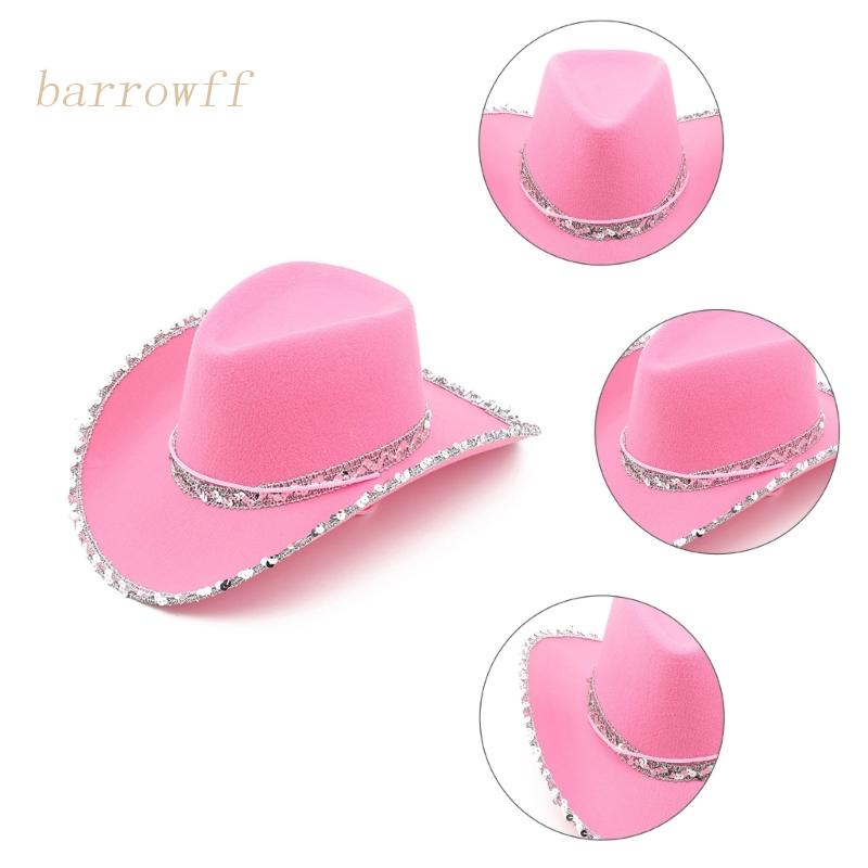 Brroa Mũ Cao Bồi Đính Kim Sa Lấp Lánh Thời Trang Vintage Phương Tây Cho Nam Và Nữ