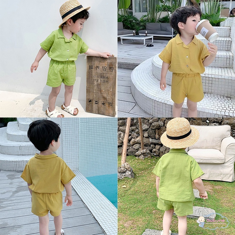 Set Đồ Đi Biển 2 Món Gồm Áo Thun Cotton Nguyên Chất Cài Một Hàng Nút + Quần Ngắn Dáng Rộng Thời Trang Mùa Hè