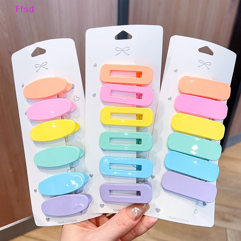 Set 6 Kẹp Tóc Acrylic 4cm Màu Trơn Thời Trang Mùa Hè Cho Bé Gái