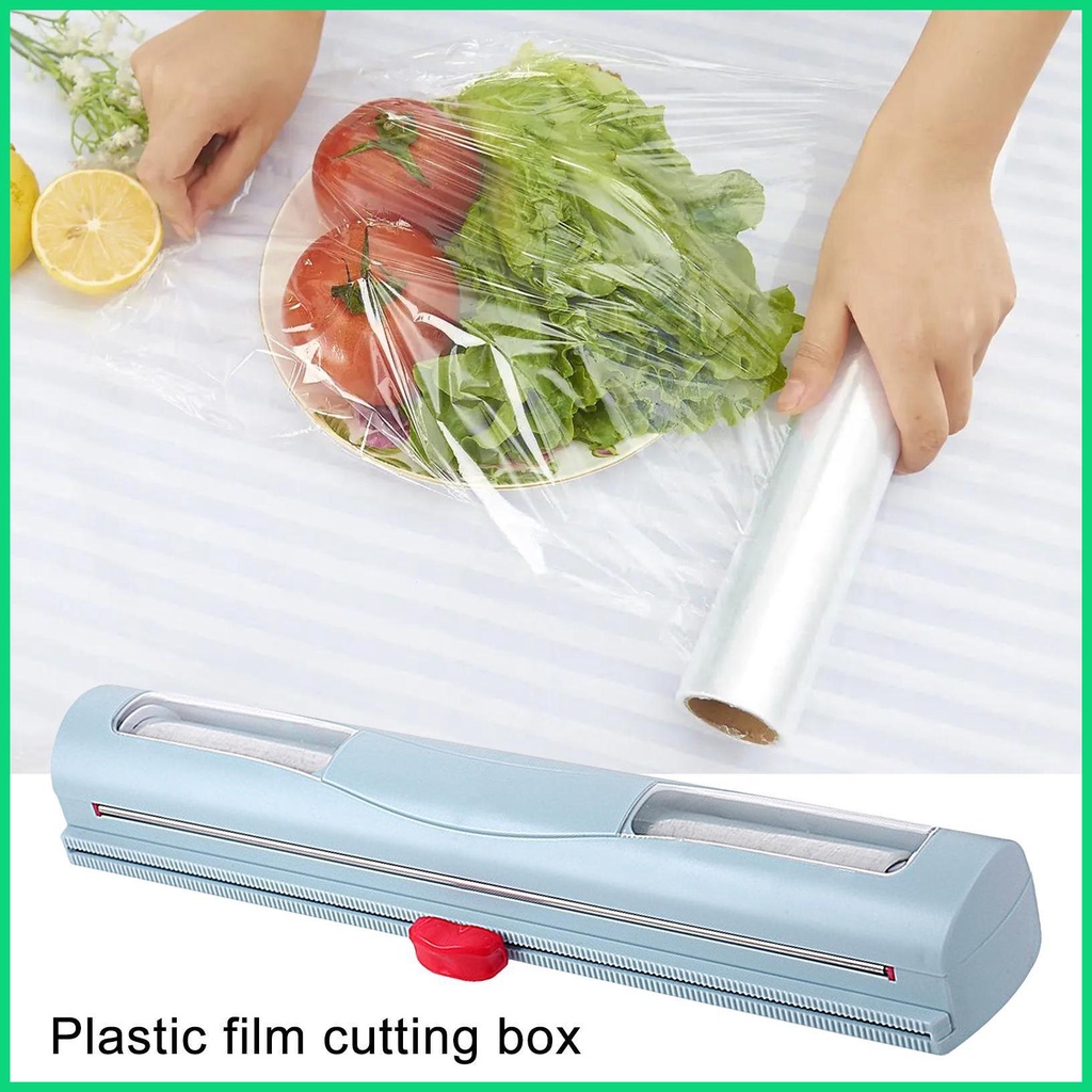 Cuộn Màng Bọc Thực Phẩm 2 Trong 1 Bằng Lá Nhôm Có Thể Nạp Lại Kèm Giá Đỡ Trượt Tiện Dụng