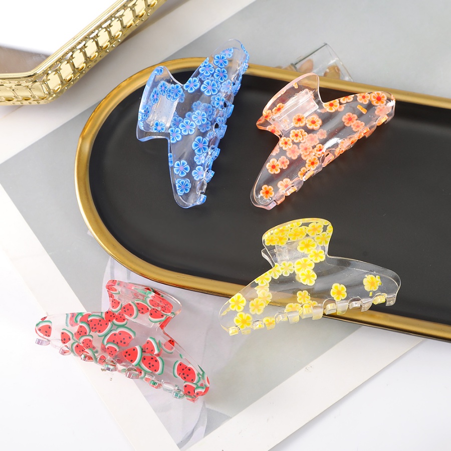 Kẹp Tóc Đuôi Ngựa Bằng Acrylic Trong Suốt In Họa Tiết Đơn Giản Thời Trang Phong Cách Hàn Quốc Cho Nữ