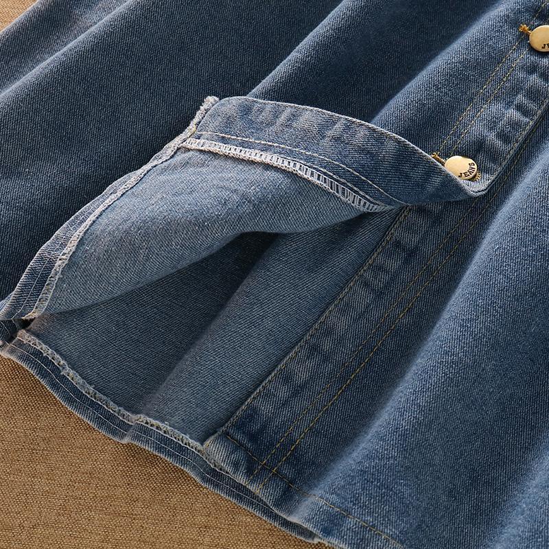 Bộ Áo Sơ Mi Phối Chân Váy Yếm Denim Thời Trang Mùa Hè 2023 Cho Bé Gái 5-6 - 7-8 - 9-10 - 11-12 - 13-14 - 15 Tuổi