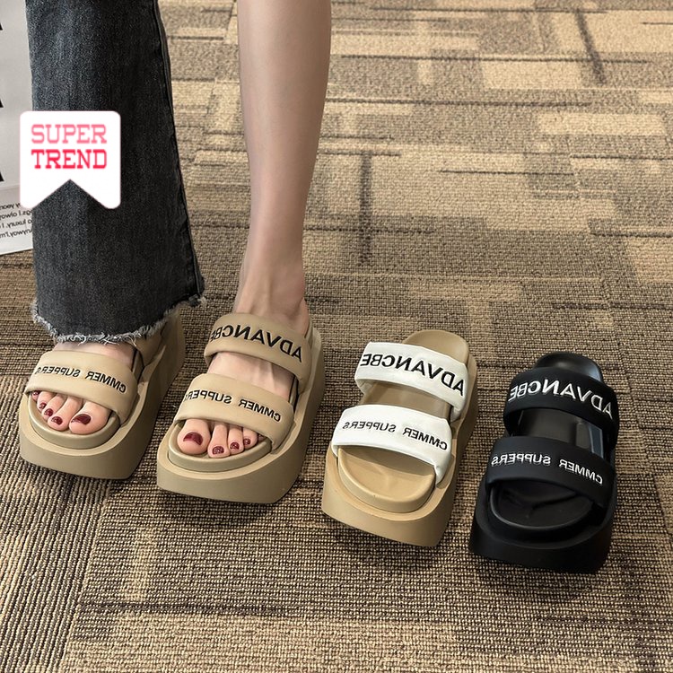 Dép Cao Gót In Chữ Thời Trang Biển Cho Nữ