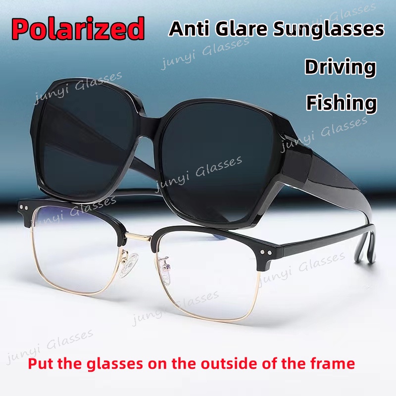 Kính Mát Phân Cực Chống Tia UV400 Tròng To Chống Lóa 2 Trong 1 Thích Hợp Đi Câu Cá Ban Đêm Cho Nam Và Nữ