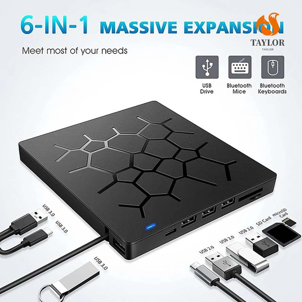 Ổ Đĩa Ngoài USB 3.0 Loại C Tích Hợp Khe Đọc Thẻ SD / TF USB 3.0 DVD TAYLOR1 Ốp