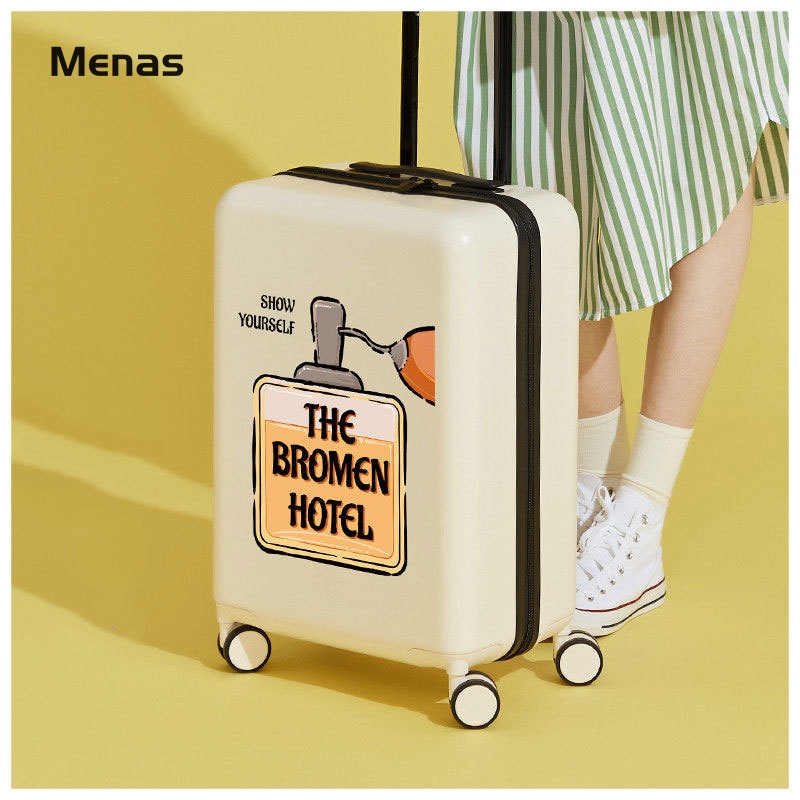 MOUSSON Vali Du Lịch Bằng Da Có Mật Khẩu Họa Tiết Hoạt Hình Đáng Yêu