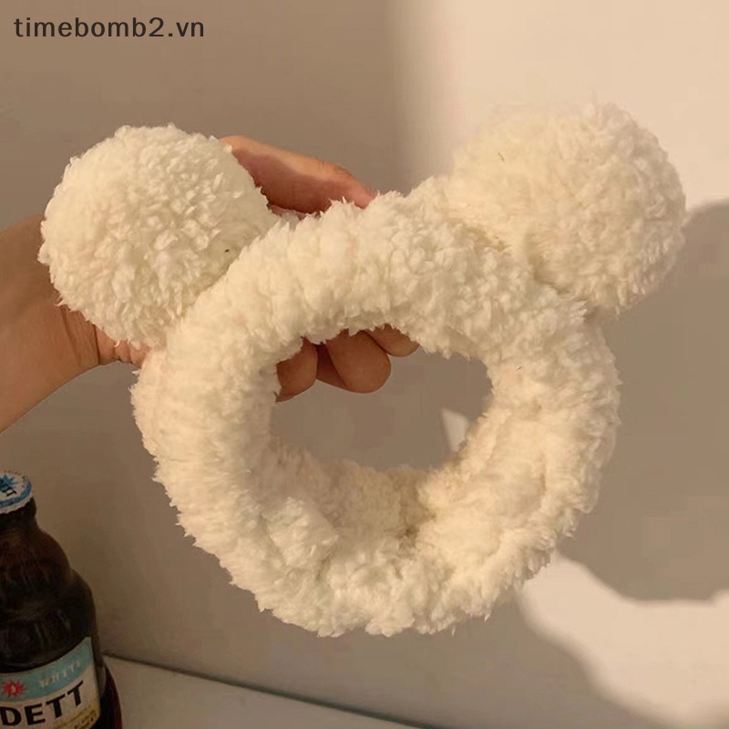 {Timebomb} Băng Đô Nhung Hình Tai Gấu Dễ Thương Co Giãn Dành Cho Trang Điểm Rửa Mặt / Trang Điểm