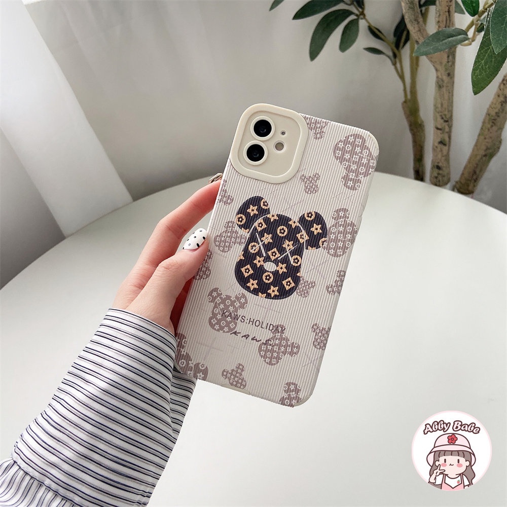 Ốp Điện Thoại Da Giả Viền TPU Dẻo Màu Trắng In Hình Kaws Cho IPhone 14 Pro Max 11 12 11 Pro Max X XS 7Plus